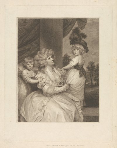 Jane, grevinna av Harrington, med sina barn, Lord Petersham och den ärade Lincoln Stanhope av Francesco Bartolozzi