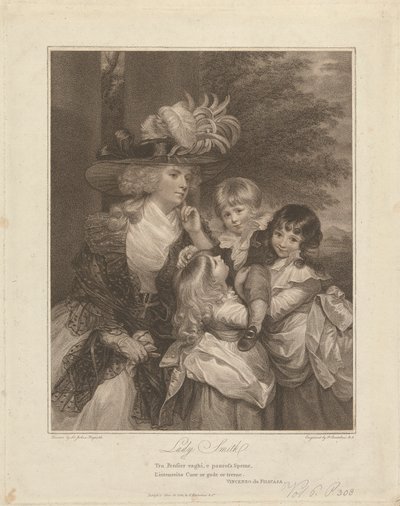 Lady Charlotte Smith och hennes barn; George Henry, Louisa och Charlotte av Francesco Bartolozzi