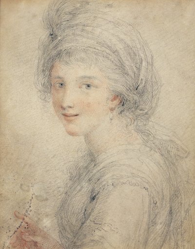 Porträtt av Angelica Kauffman (färgade kritor på papper) av Francesco Bartolozzi