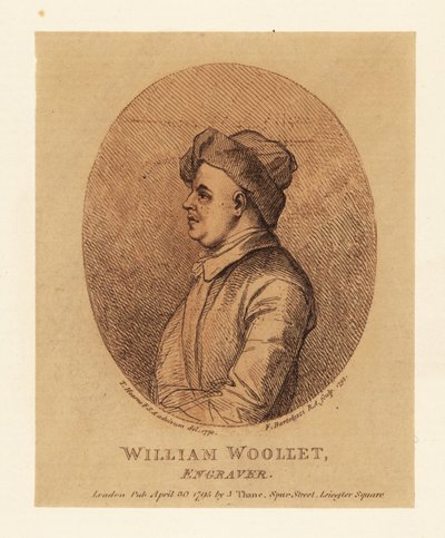 Porträtt av William Woollet, engelsk gravör av Francesco Bartolozzi