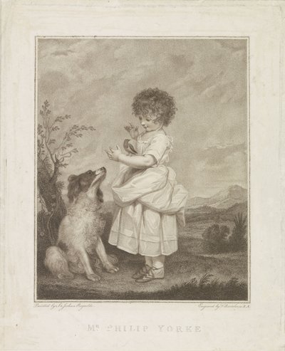 Porträtt av Philip Yorke med hund och fågel av Francesco Bartolozzi