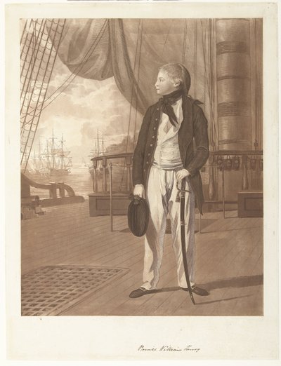 Porträtt av prins William Henry ombord på ett krigsfartyg från den brittiska kungliga marinen. av Francesco Bartolozzi