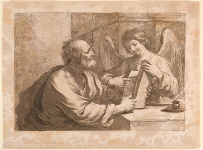Saint Matthew med en ängel och bok av Francesco Bartolozzi