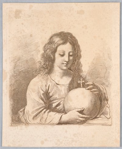 Salvator Mundi, med en jordglob och ett kors av Francesco Bartolozzi