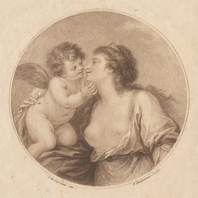 Sapfo omfamnar Kärleken av Francesco Bartolozzi