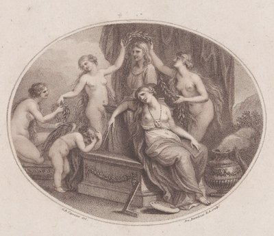 The Graces Crowning the byst of Raphael, 28 juli 1788. av Francesco Bartolozzi