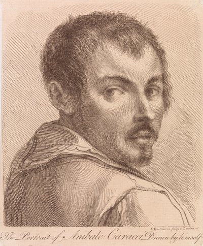 Porträttet av Anibale Caracci tecknat av honom själv av Francesco Bartolozzi