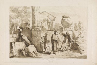 Tobit och begravningen av de döda Gamla och Nya Testamentet till Castiglione (serietitel) av Francesco Bartolozzi