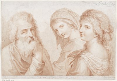 Två unga kvinnor och en gammal man Ciprianis principer för ritning (serietitel) Ciprianis rudiments of drawing (serietitel) av Francesco Bartolozzi