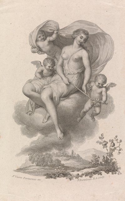 Venus med tre amoriner på himlen av Francesco Bartolozzi