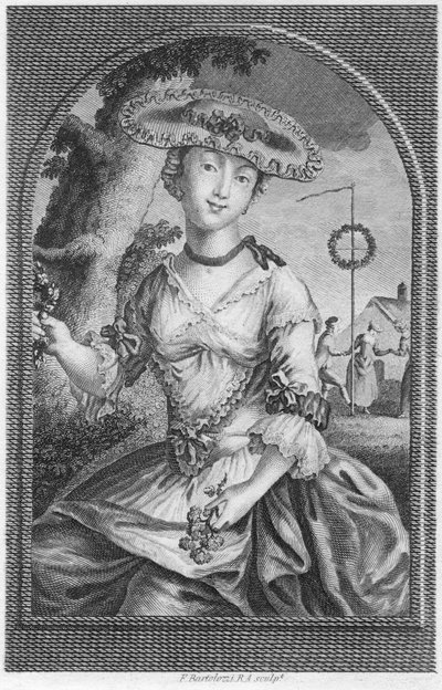 Ung kvinna, c1740-1810. av Francesco Bartolozzi