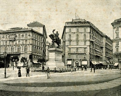 Monument till Victor Emmanuel II (1820-1878), av Francesco Barzaghi (1839-1892), Piazza Corvetto, Genua, Ligurien, Italien av Francesco Barzaghi