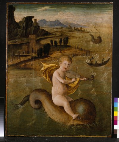 Arion rider på en delfin, c.1509-10 tempera & olja på panel av Francesco Bianchi Ferrari