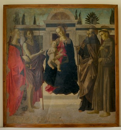 Madonna och barn med Maria Magdalena, Johannes Döparen, Sankt Zenobius och Sankt Franciskus (tempera på trä) av Francesco Botticini