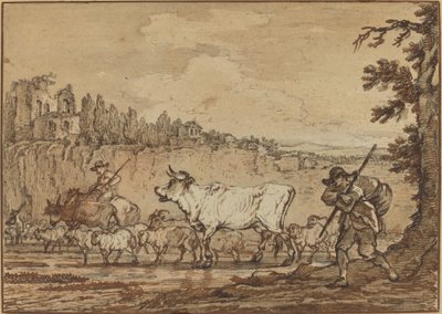 Herdsman korsar en flod av Francesco Casanova