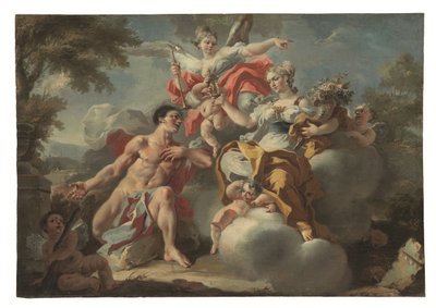 En av ett par allegorier (olja på pannå) av Francesco Celebrano