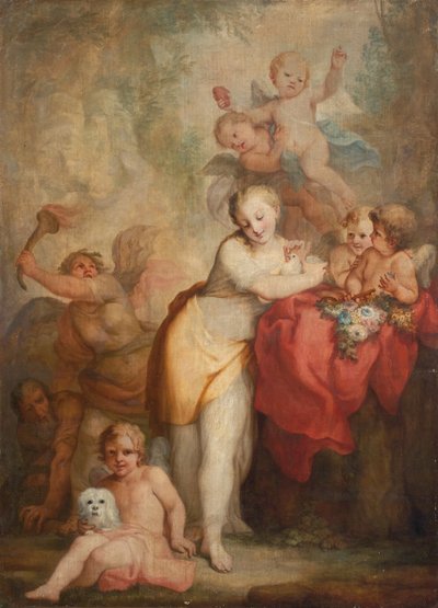 Allegori över last och dygd (olja på duk) av Francesco Corneliani