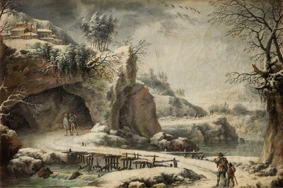 Ett fruset flodlandskap med figurer av Francesco Foschi