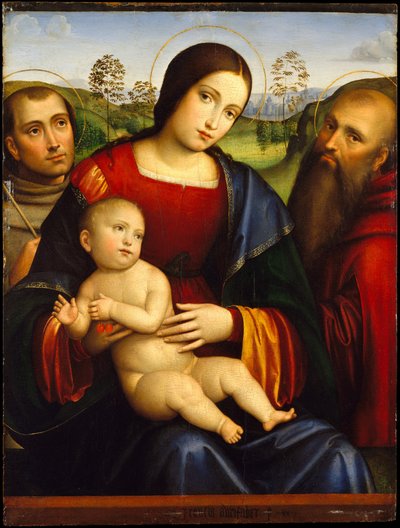 Madonnan med barnet och de heliga Franciskus och Hieronymus av Francesco Francia