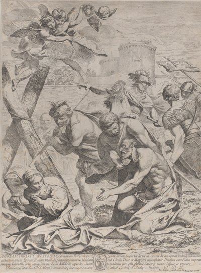 Saint Andrew ber inför ett krucifix, 1640-70. av Francesco Giovani