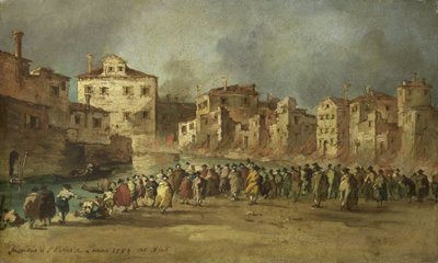 Branden i kvarteret San Marcuola i Venedig, 28 november 1789 av Francesco Guardi (copy after)