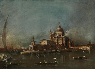 Utsikt över Santa Maria della Salute och Dogana av Francesco Guardi