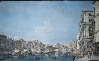 Canal grande vid Rialtobron, ca 1780-90 (olja på duk) av Francesco Guardi