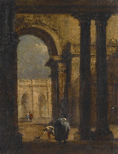 Capriccio: en palatsgård av Francesco Guardi