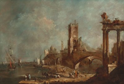 Capriccio av en hamn, ca. 17601770. av Francesco Guardi