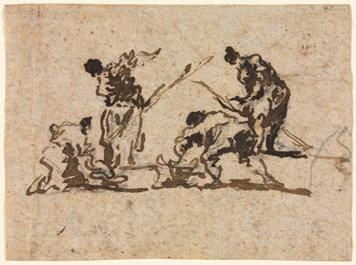 Jordbrukare och fiskare som arbetar av Francesco Guardi