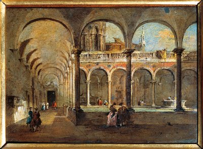 Italien, Venedig, Brödernas kloster (målning) av Francesco Guardi