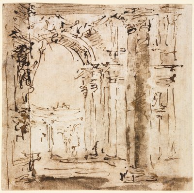 Ett par teckningar: Skiss av labyrinten av Villa Pisani och Piazza San Marco..., 1773-1778. av Francesco Guardi