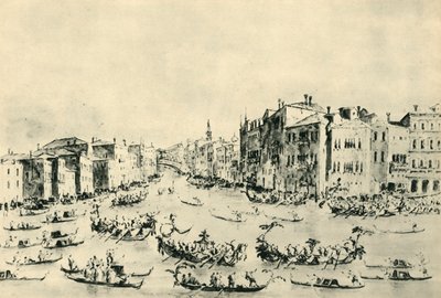 Regatta på Canal Grande, Venedig, mitten av slutet av 1700-talet, 1943. av Francesco Guardi
