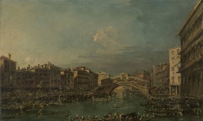 Regatta på Canal Grande, nära Rialtobron, Venedig av Francesco Guardi