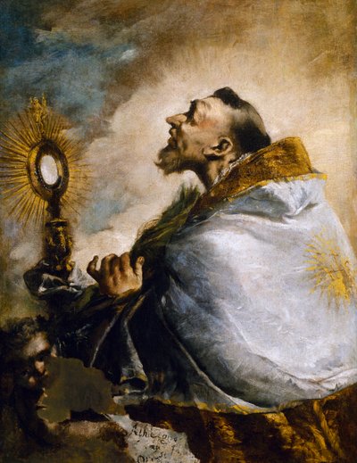 Saint i tillbedjan av den heliga nattvarden eller Saint Norbert i extas av Francesco Guardi