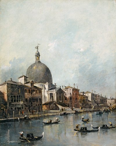 Kyrkan San Simeone Piccolo vid Canal Grande, Venedig (olja på duk) av Francesco Guardi