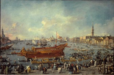 Bucentaurens avgång till Venedigs Lido för Kristi himmelsfärdsceremonin (olja på duk av Francesco Guardi