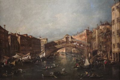 Utsikt över Rialto, Venedig, från Canal Grande av Francesco Guardi