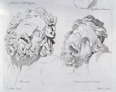 Heads of Laocoon och Centaur moriente av Canova av Francesco Hayez