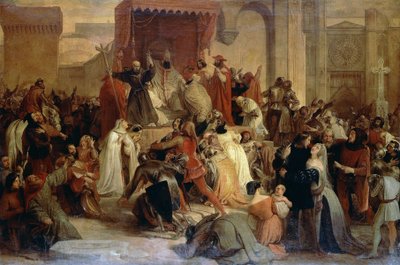 Påven Urban II predikar första korståget på torget i Clermont av Francesco Hayez