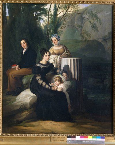 Porträtt av familjen Borri Stampa av Francesco Hayez