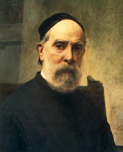 Självporträtt vid 88 års ålder, av Francesco Hayez (1791-1882), olja på duk, 58x46 cm, Detalj av Francesco Hayez