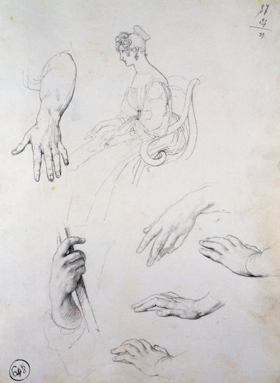 Studie för Porträtt av Cristina Trivulzio Belgiojoso av Francesco Hayez