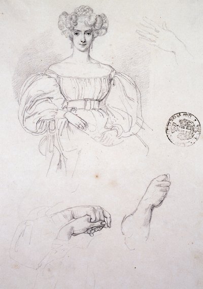 Studie för Porträtt av kvinna av Francesco Hayez