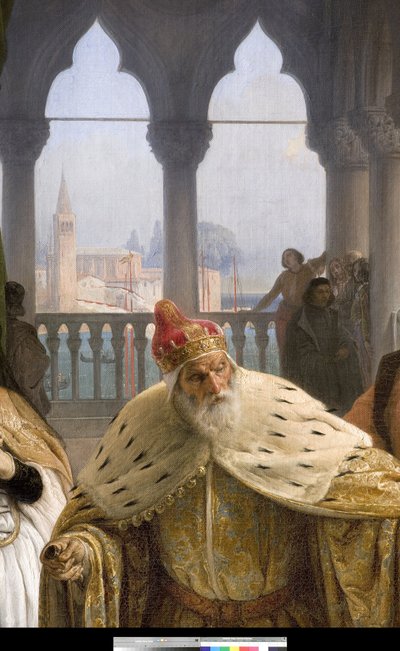 Det sista mötet mellan Jacopo Foscari och hans familj innan exilen, 1838-40 (uppgift om 3497466) av Francesco Hayez