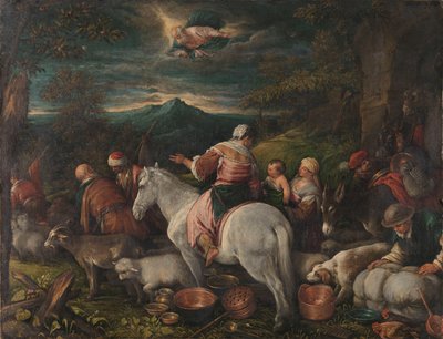 Abraham lämnar Haran av Francesco II Bassano (attributed to)