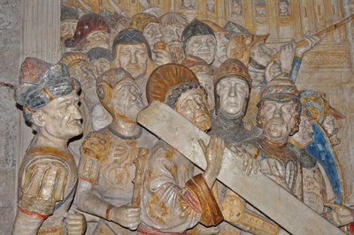 Frankrike, Avignon, Palace des Papes (1334), marmorristning av korsets väg från Celestine Convent i Avignon av Francesco Laurana (beställd 1478) av Francesco Laurana