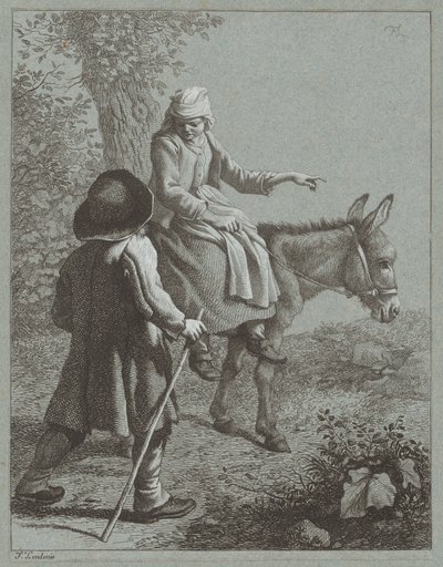 Pojke och flicka med en åsna av Francesco Londonio