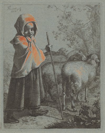 Barn herdinna med flock av Francesco Londonio