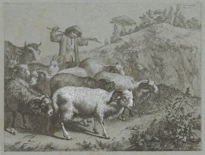 Herde med baggar, getter och ko Shepherd Scenes (serietitel) av Francesco Londonio